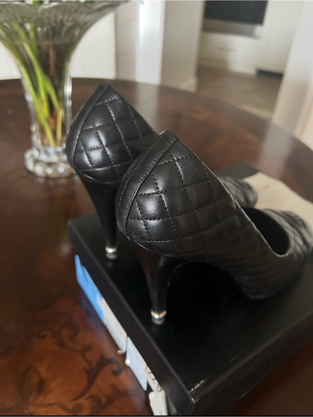 CHANEL Black Quilted Leather Pointed Toe High Heels - Picture 3 of 3